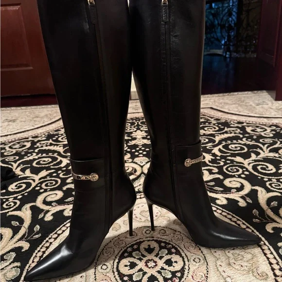 New Gucci Elegant Black Knee-High Women's Boots Size 38 - Picture 3 of 6